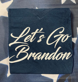 Navy Blue "Let's Go Brandon!" V-Neck Women's T-Shirt