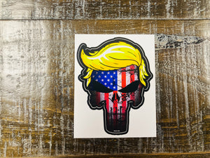 "Trump American Flag Skull" Bumper Sticker