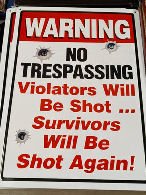 "Warning - No Trespassing" Metal Wall Sign