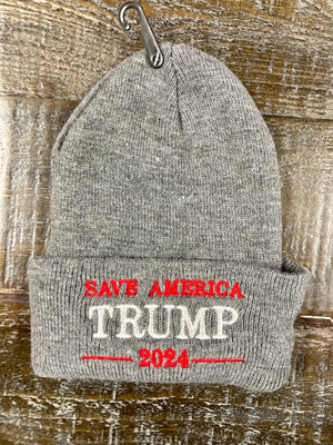 "Save America Trump 2024" Solid Color Beanie (5 Color Variations)