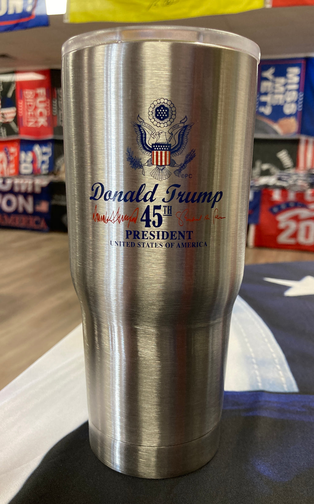 "Donald J. Trump 45th President" Stainless Steel Hot or Cold Travel Mug
