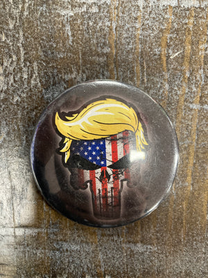 Trump Skull Button Pin