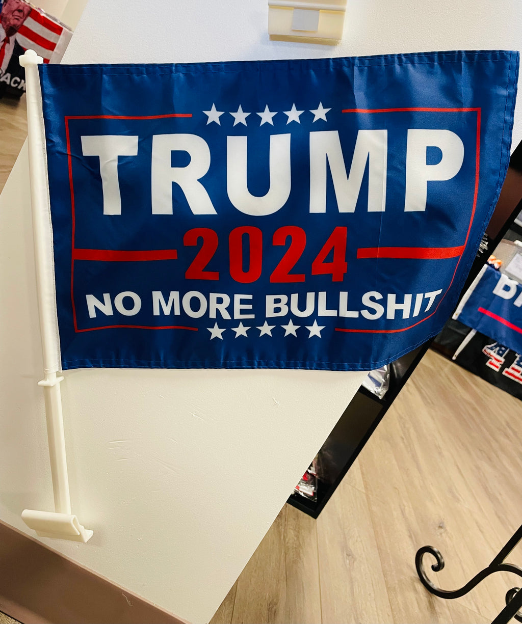 Trump 2024 No More BullSh*t Car Flag (Navy Blue)