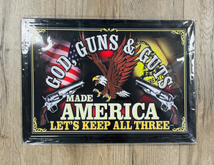 God, Guns & Guts Decorative Metal Sign