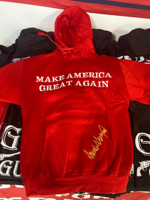 Red "MAGA" Hooded Sweater w/ Presidential Signature