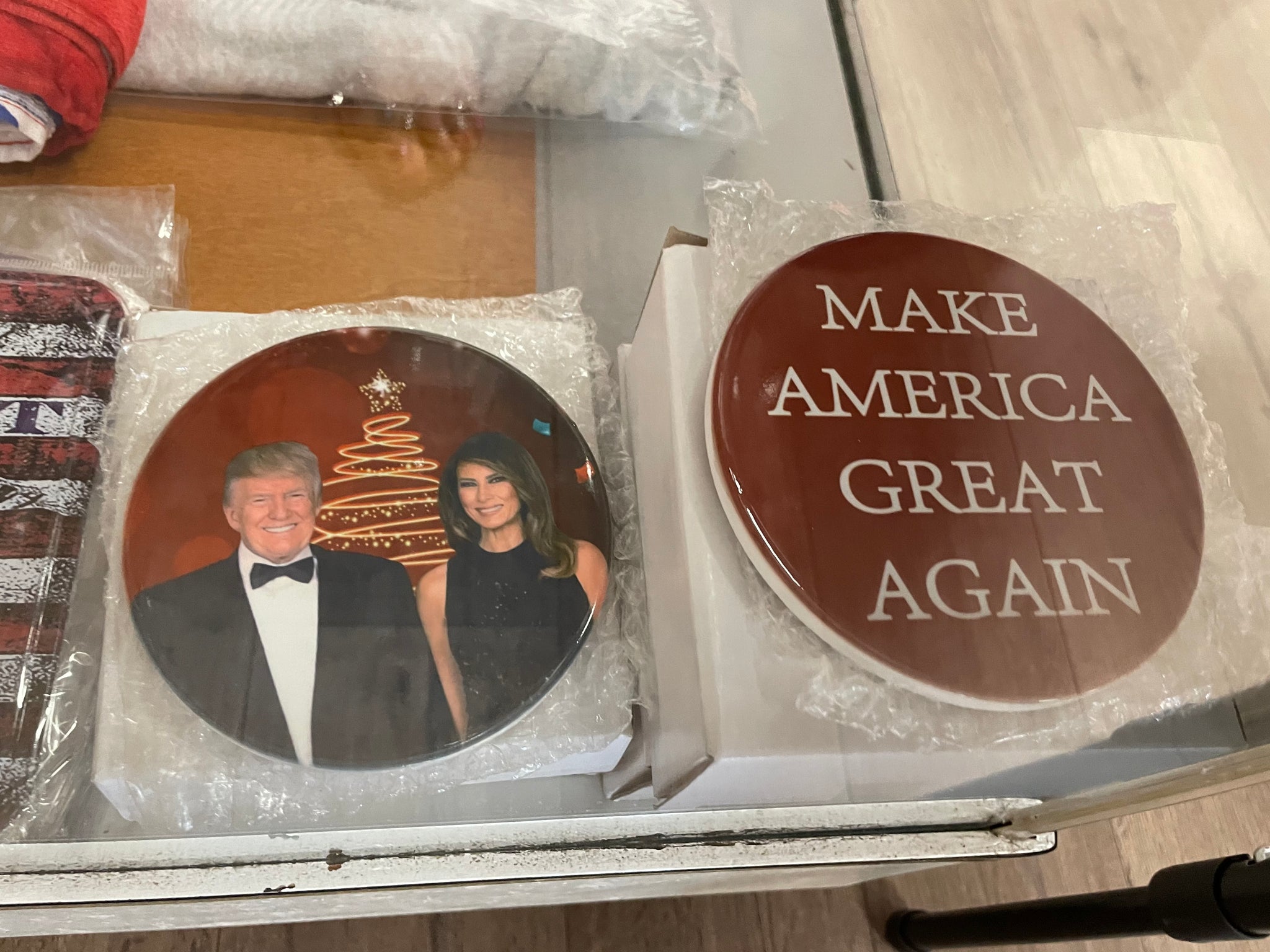 Donald Trump & Melania Ceramic Christmas Coaster
