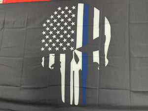3X5' "Blue Line Skull" Flag